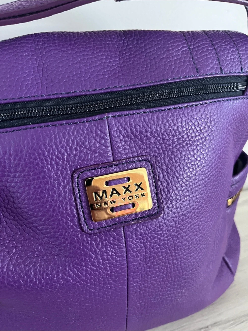 MAXX New York Purple Leather Tassel Crossbody Bag